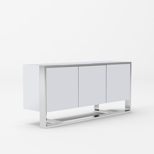 Fauna White High Gloss & Stainless Steel Buffet