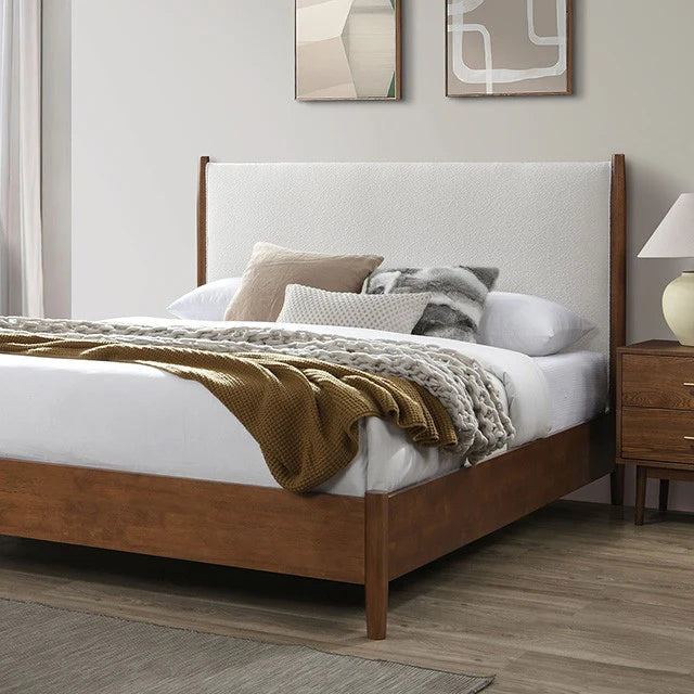 Thusis Walnut Beige Boucle Bedroom Set