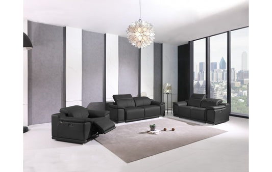 Global United 9762 Black 3 Pc Sofa Set