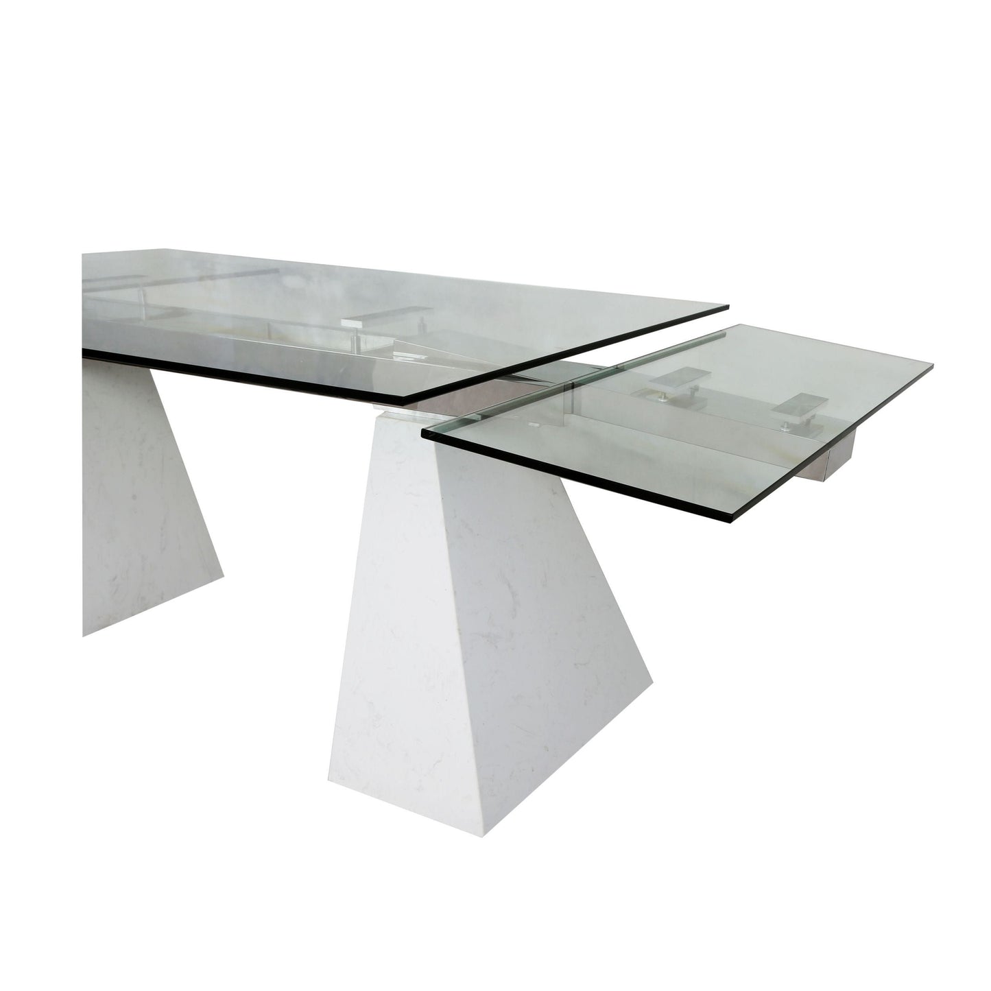 Latrobe Modern Extendable Quartz Stone & Glass Dining Set