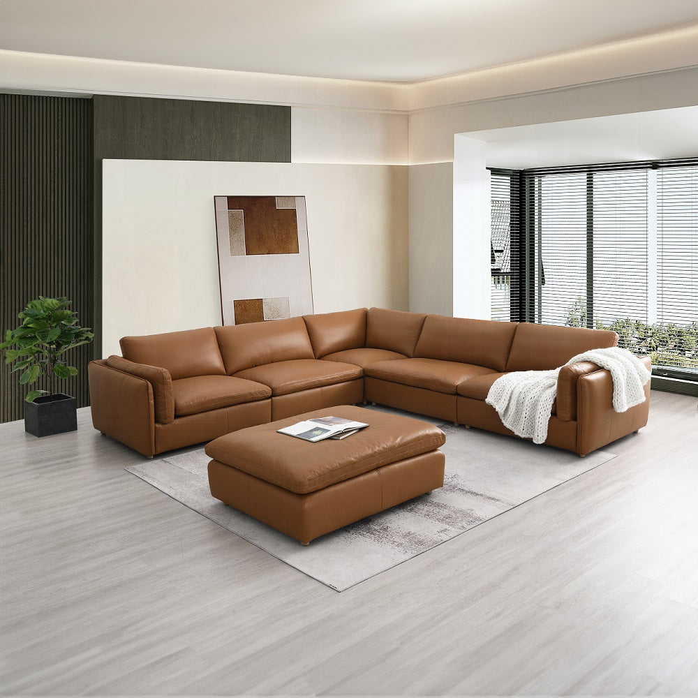 Brighton Top Grain Leather Modular Sectional
