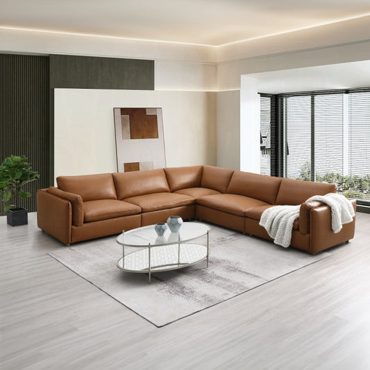 Brighton Top Grain Leather Modular Sectional