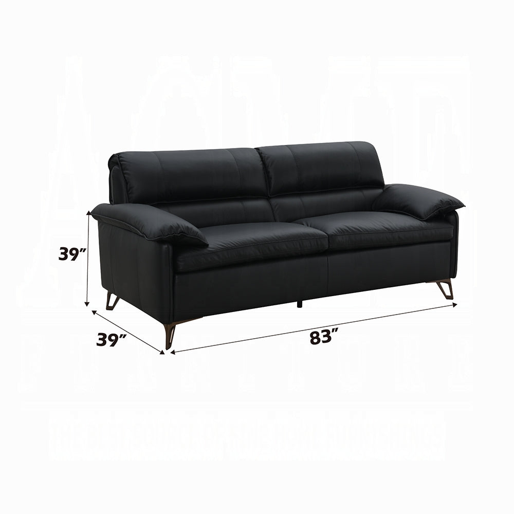 Eileen Black Top Grain Leather Sofa Set