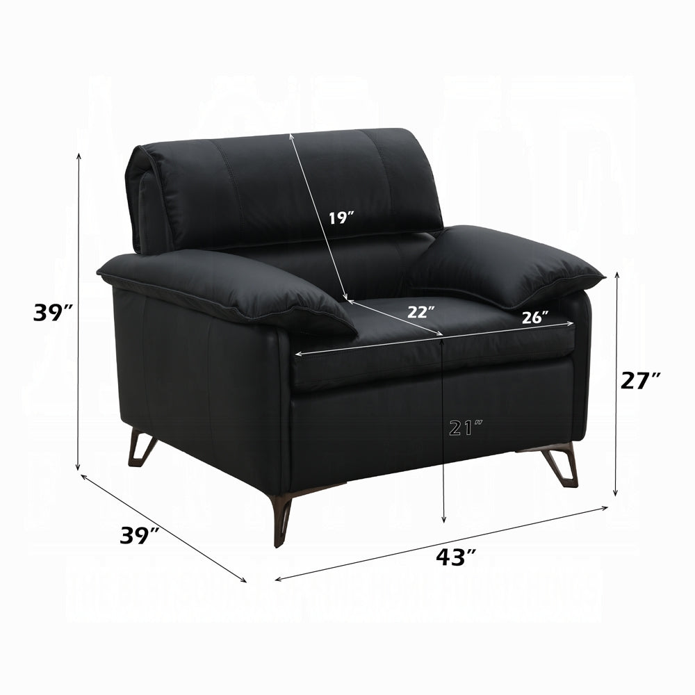 Eileen Black Top Grain Leather Chair LV03702