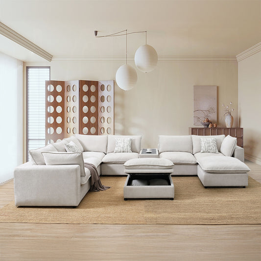 Marisa 8 Pc Modular Beige Boucle Sectional