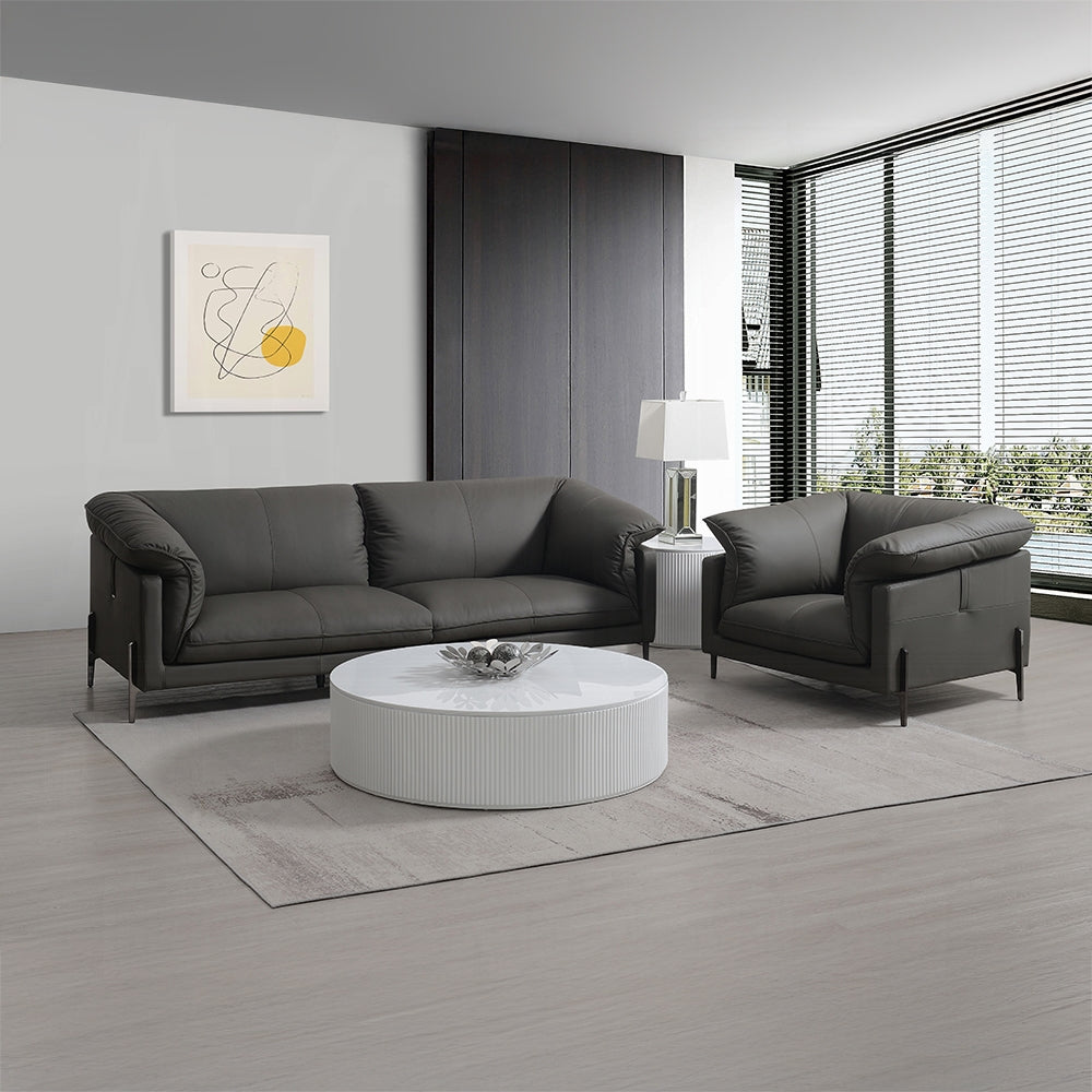 Tadi Gray Top Grain Leather Sofa Collection