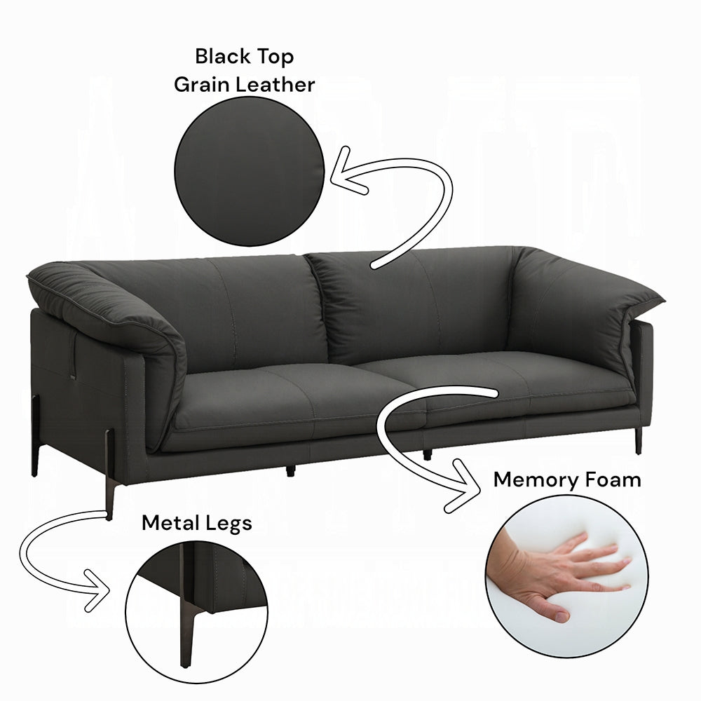 Tadi Gray Top Grain Leather Sofa Collection