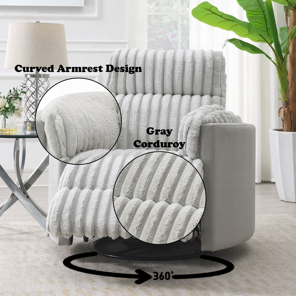 Emee Gray Corduroy Recliner LV04640