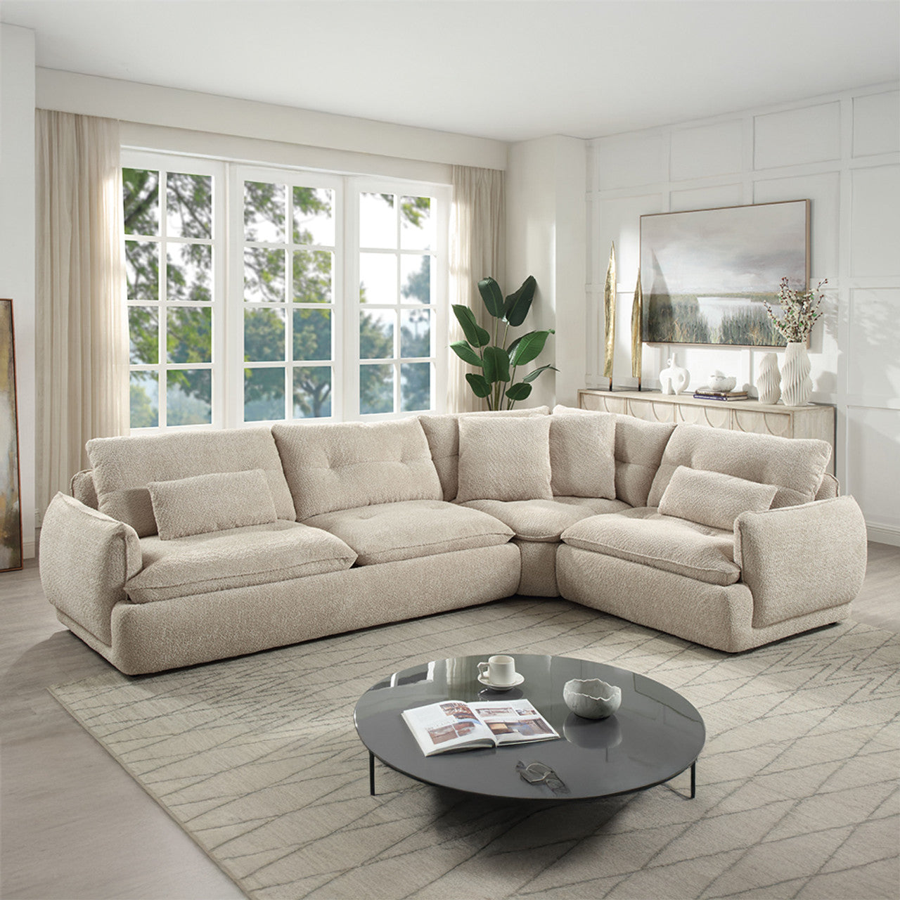 Jonina LV04840 Beige Chenille Sectional