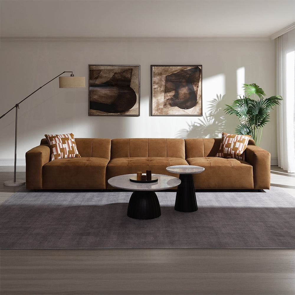 ソファー Zoey Chocolate Suede Modular Sectional – Bradley Home Funishings