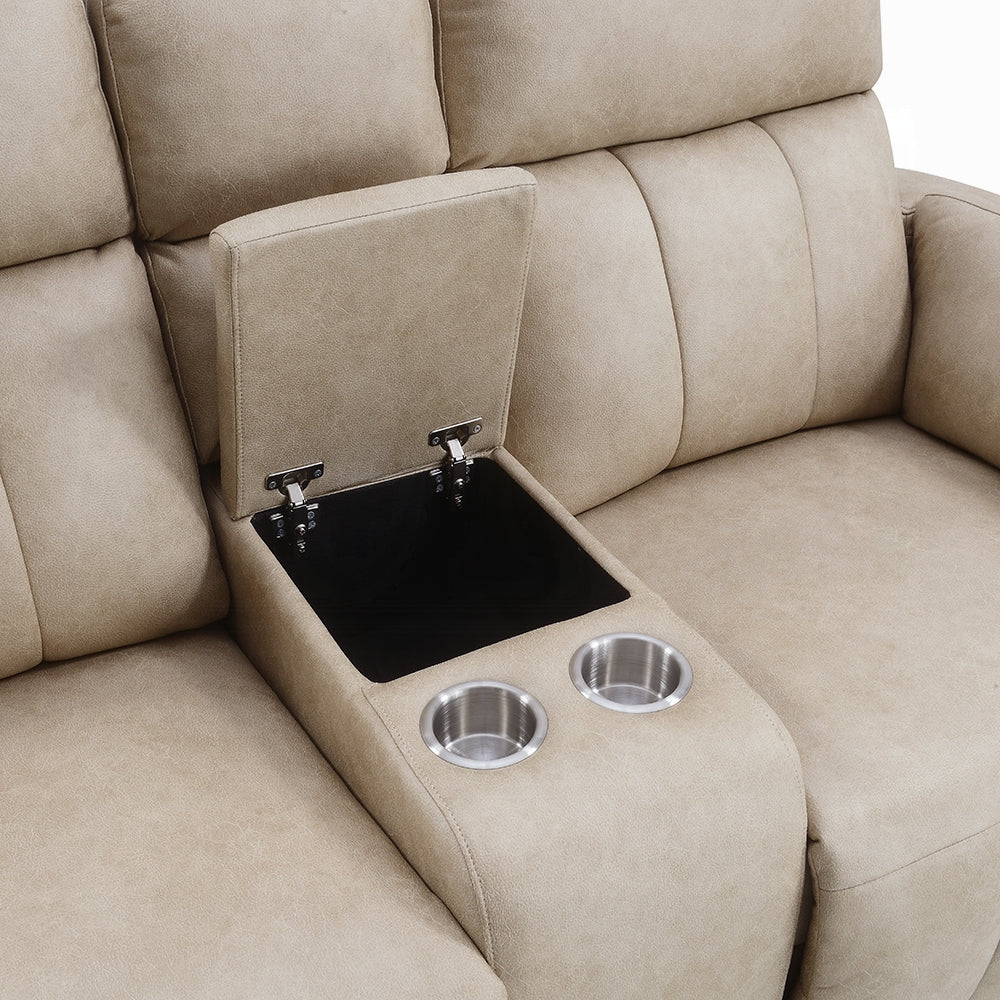 Elison Beige Microfiber 2 Pc Sofa Set