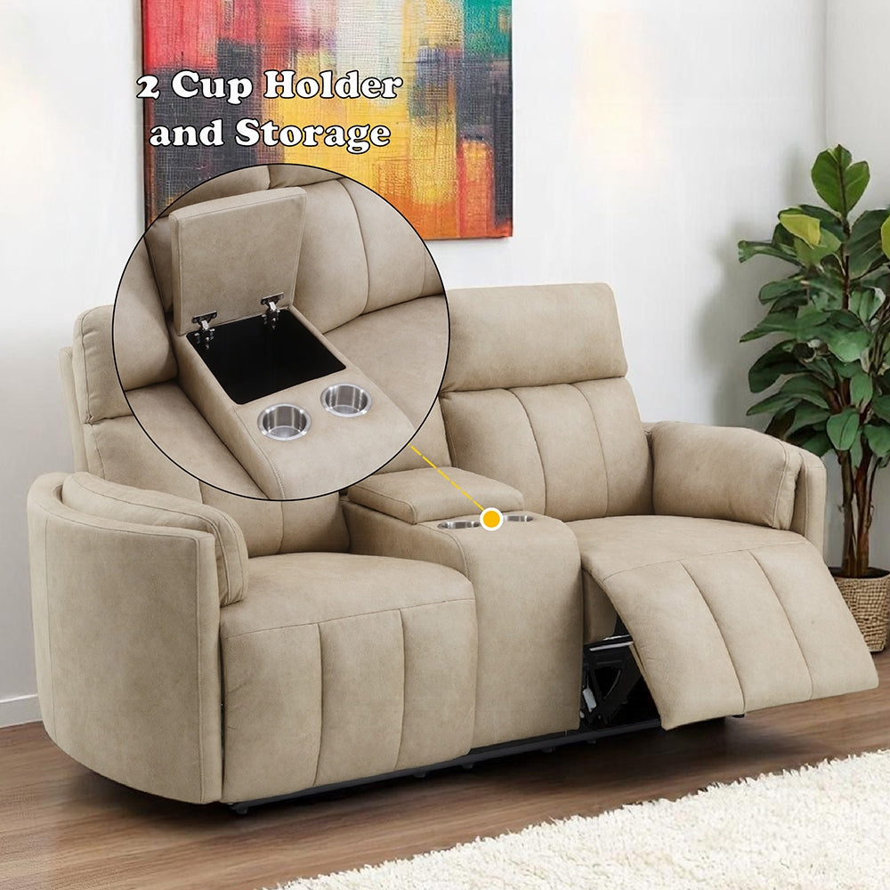 Elison Beige Microfiber 2 Pc Sofa Set