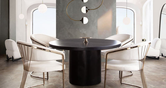 Rune Black Round Acacia Dining Set - 2 Chair Options