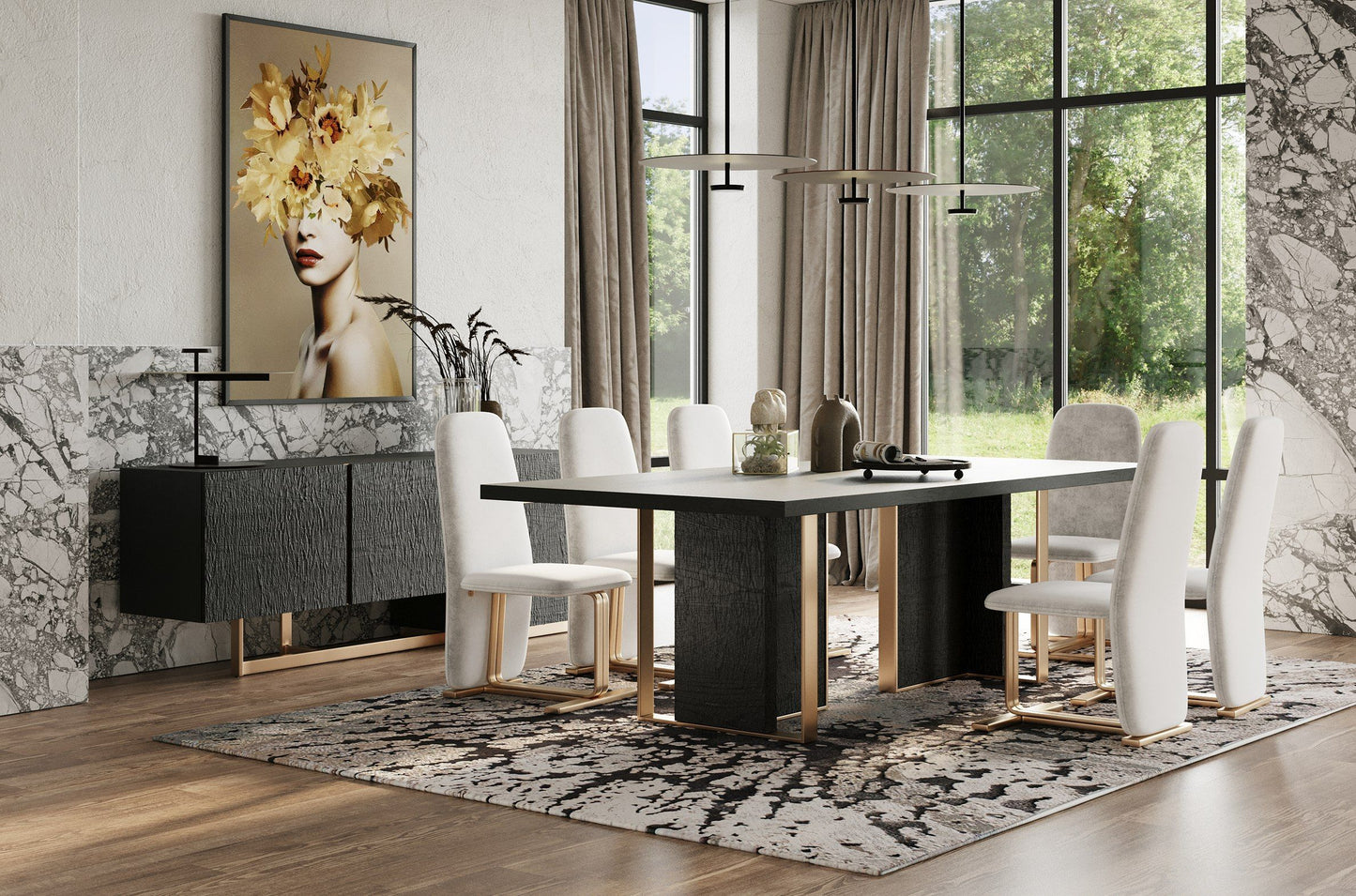 Modrest Tasha - Modern Black Ash Dining Table