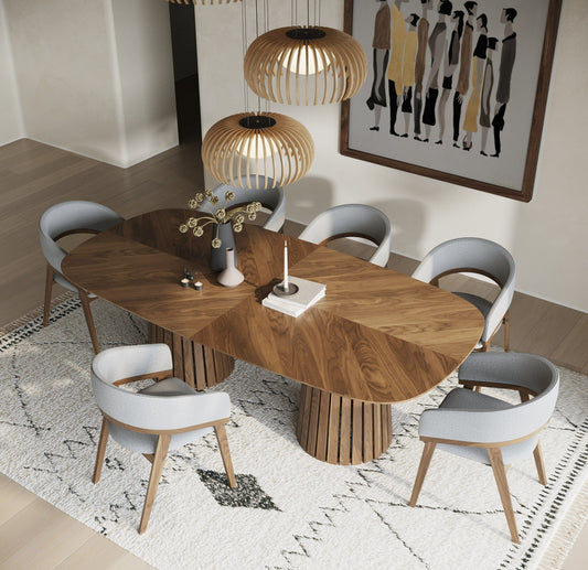 Truman Mid-Century Walnut 11 Pc Extendable Dining Set