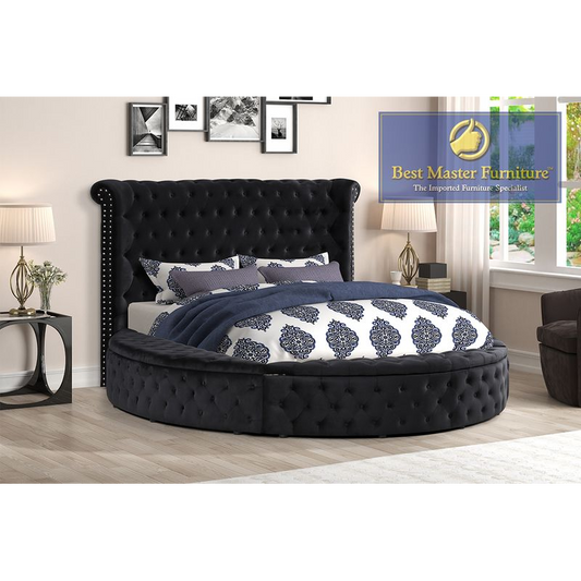 YY138 Round Velvet Platform Bed - 3 Colors