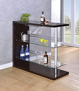 Mueble bar Prescott de 2 estantes Glossy Cappuccino - Contenedor + Botellero