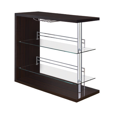 Mueble bar Prescott de 2 estantes Glossy Cappuccino - Contenedor + Botellero