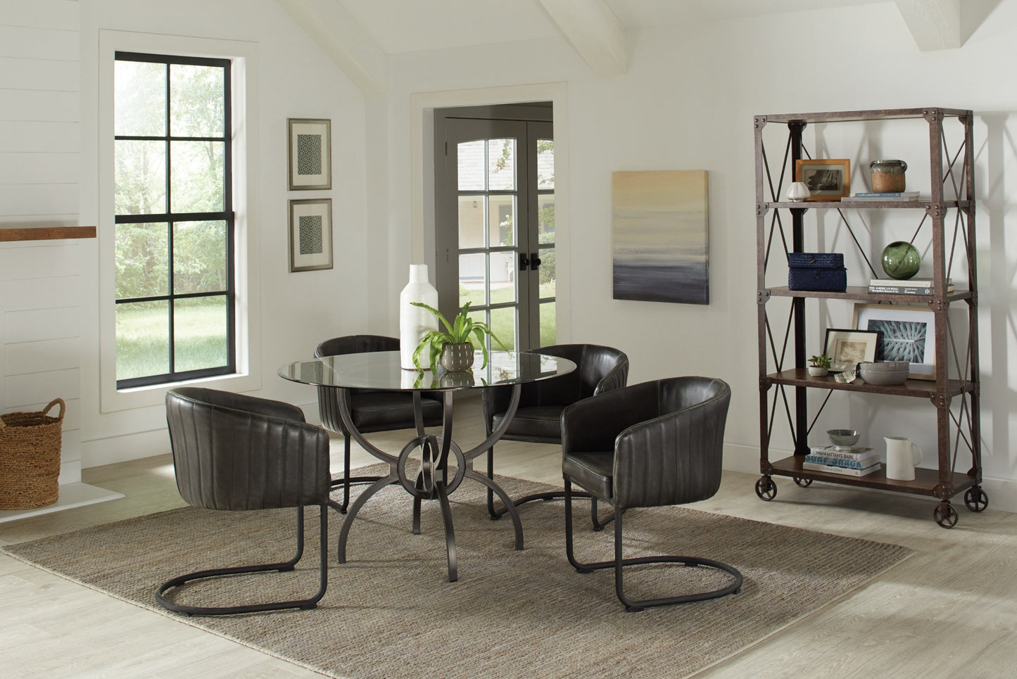 Aviano 108291 Dining Set - Gunmetal & Matte Black