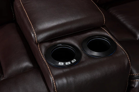 Luces LED seccionales de cuero marrón Artisan SEC902