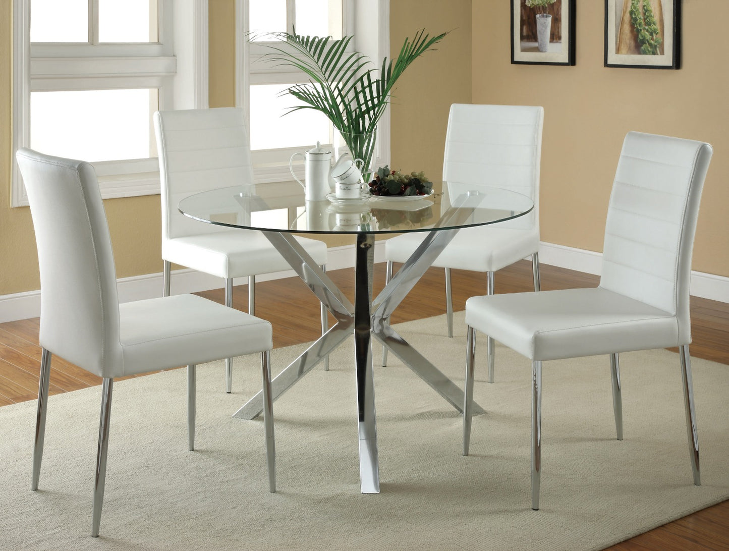 Vance 5 Pc Set - White Chairs
