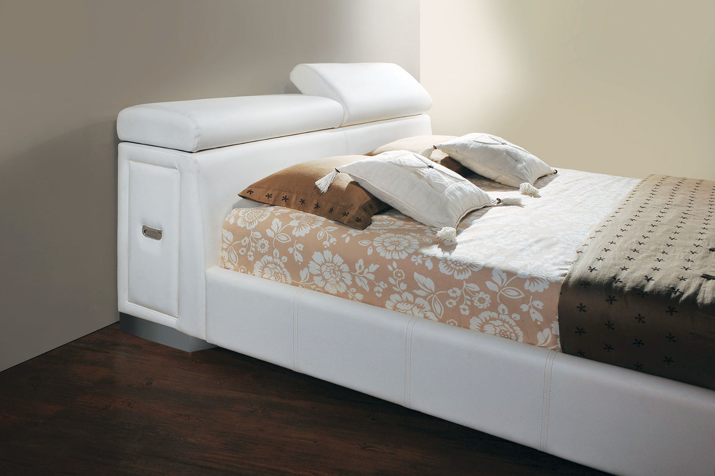 Manjot Faux Leather Bed - Black or White