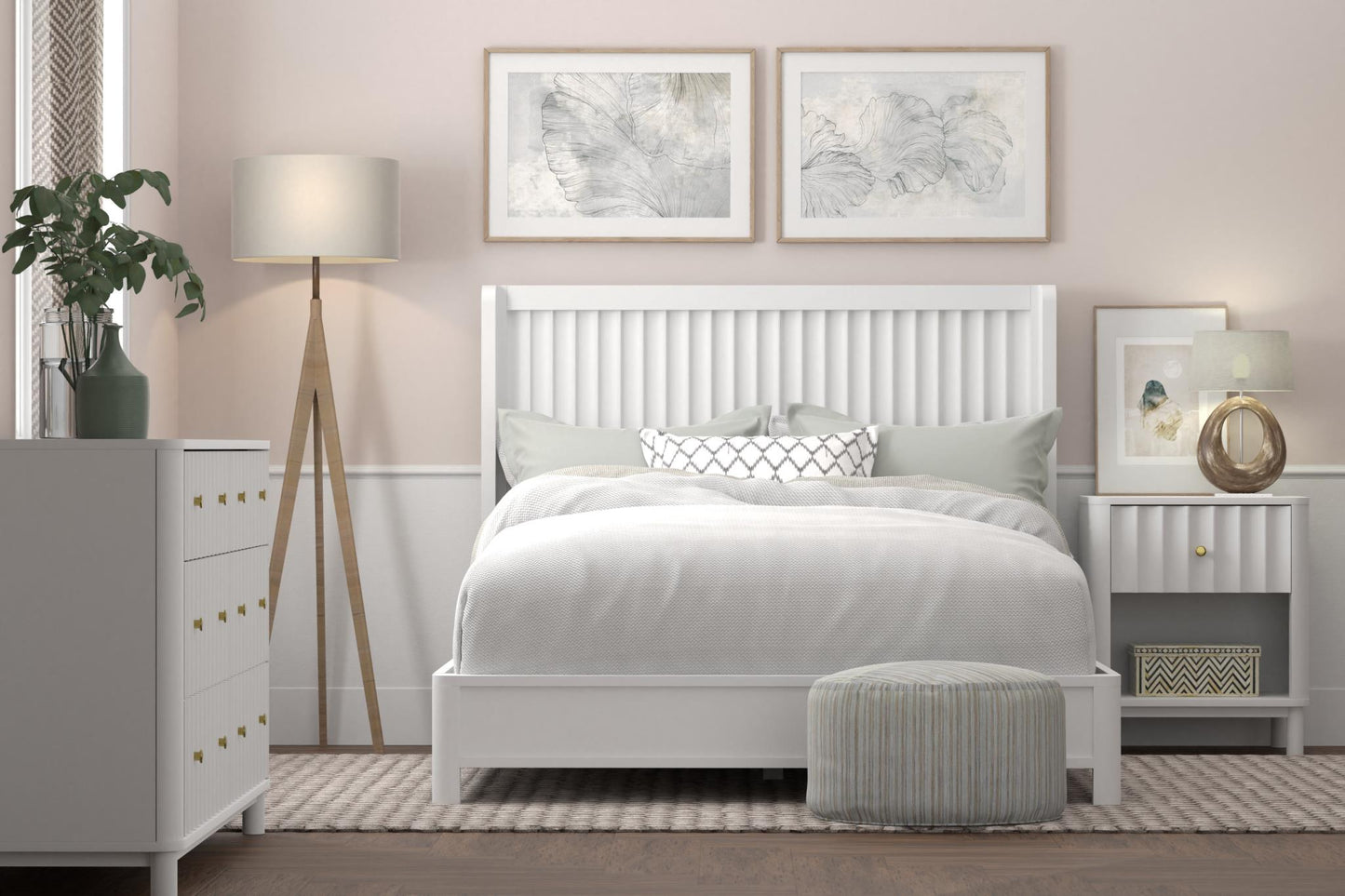 Stapleton White 4 Pc Bedroom Set - King Bed
