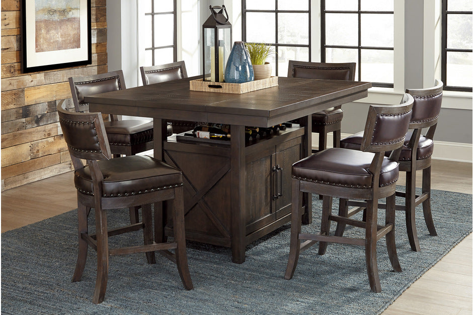 Colección de comedor rústico Oxton de 7 piezas - 2 acabados