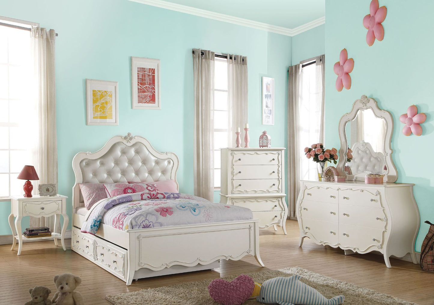 Edalene 30505T Pearl White 4 Pc Bedroom Set by Acme