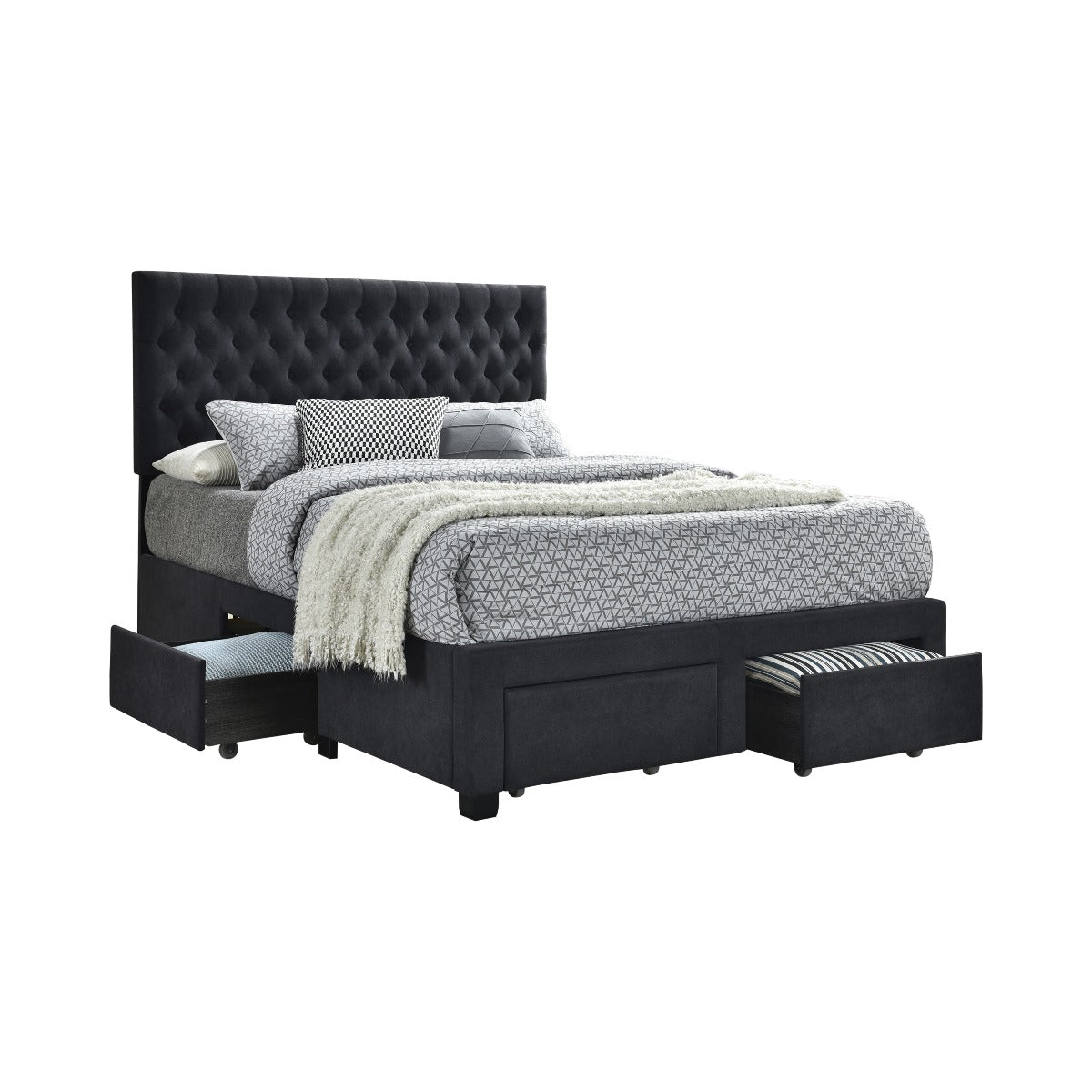 Soledad Upholstered Bed - Light Grey or Charcoal