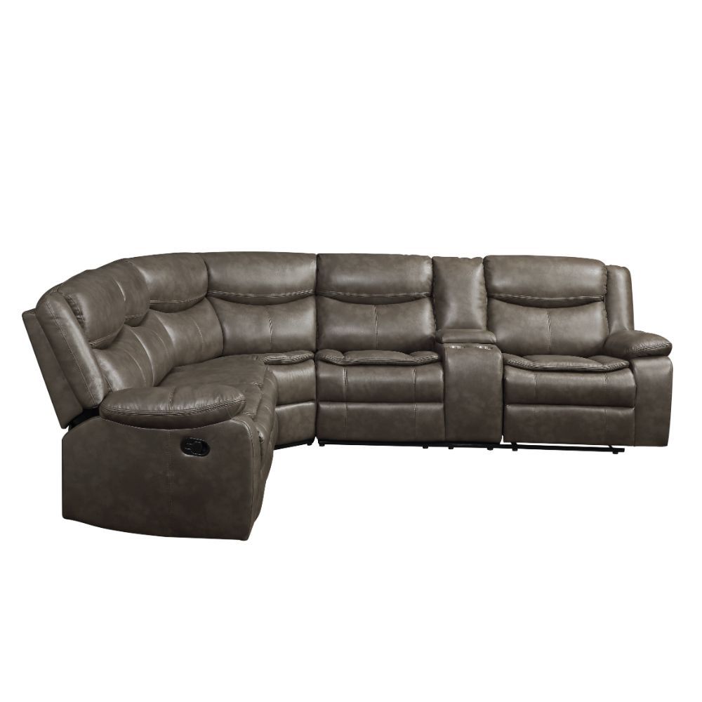 Tavin Motion Sectional Acme 52540 - Gray Leather-Aire