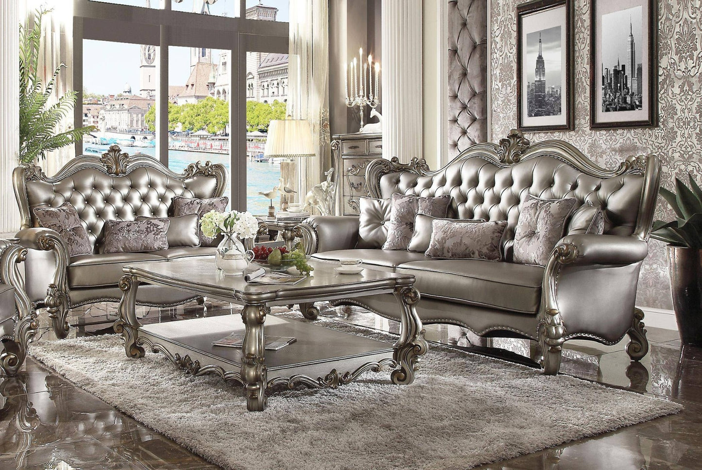 Acme 56820 Versailles Sofa Collection - Antique Platinum Finish