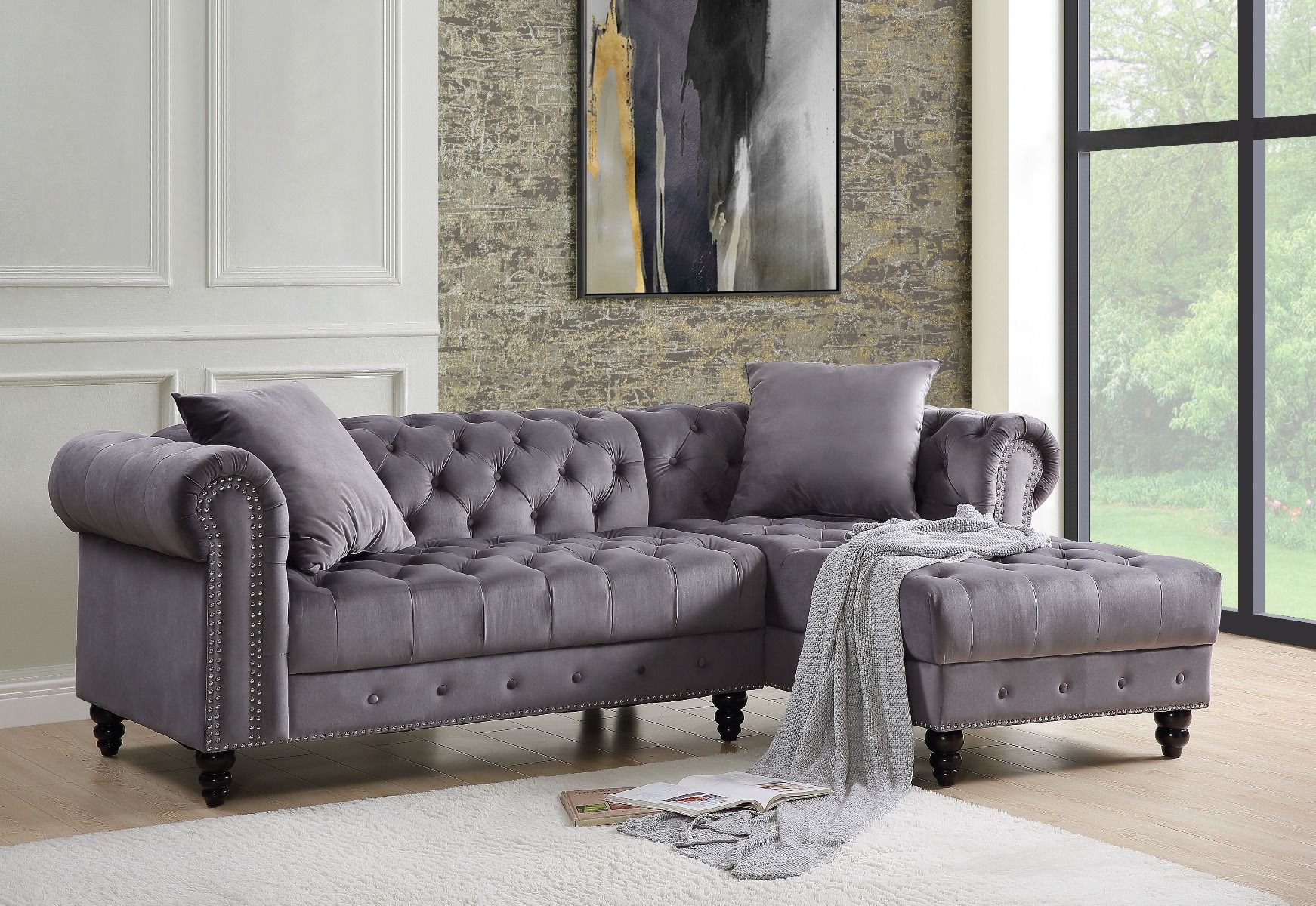 Velvet Sectional Sofa By Acme Furniture