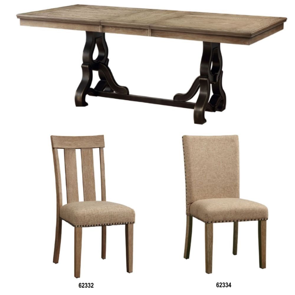 Nathaniel 62330 Dining Collection - Fabric & Maple Finish