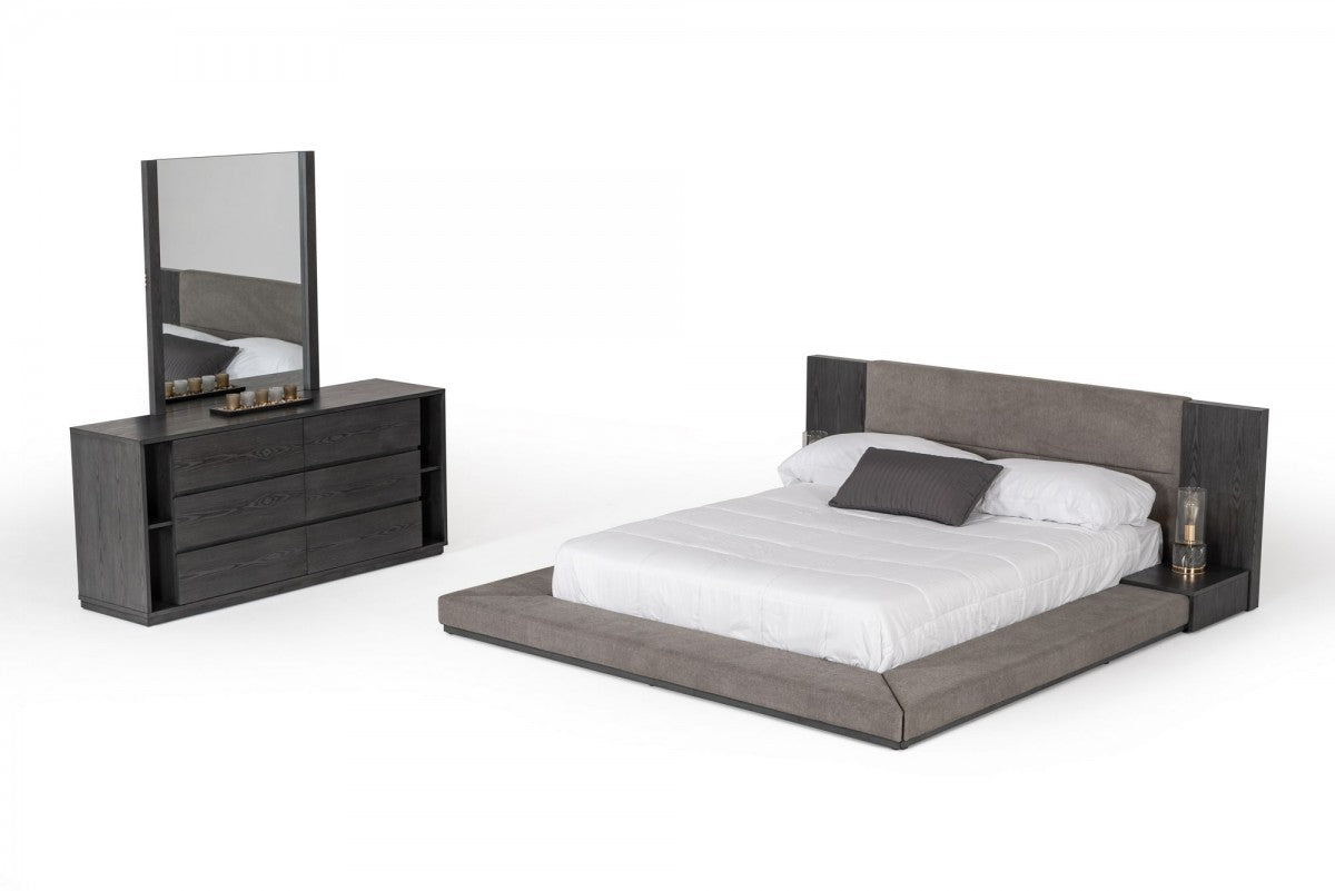 VIG Nova Domus Jagger Modern Grey Bed - Built In Nightstands