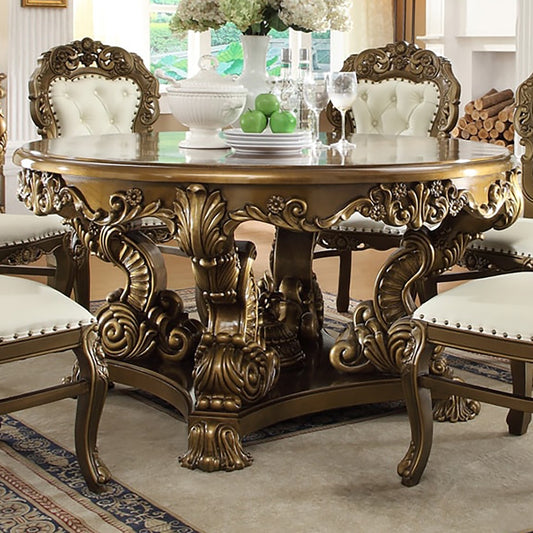 Homey Design HD-8008 Antique Gold Dining Set