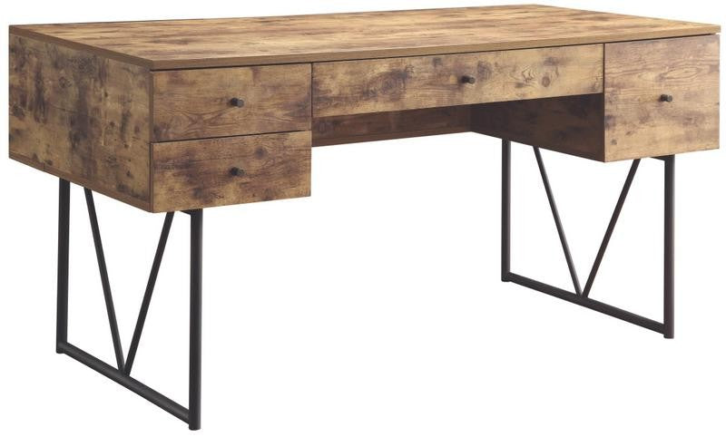 Analiese 4 Drawer Industrial Design Desk - Nutmeg Finish