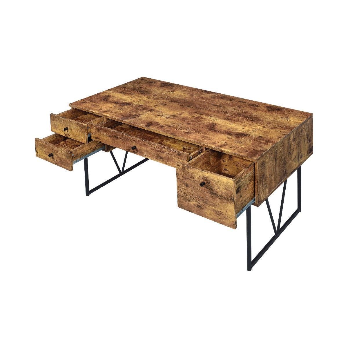 Analiese 4 Drawer Industrial Design Desk - Nutmeg Finish