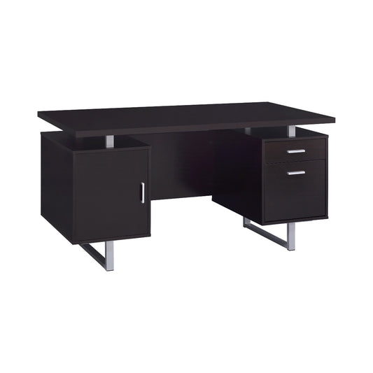 Lawtey Office Desk w/Storage - Cappuccino Finish