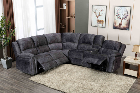 Gray Fabric Power Reversible Sectional w/USB Ports