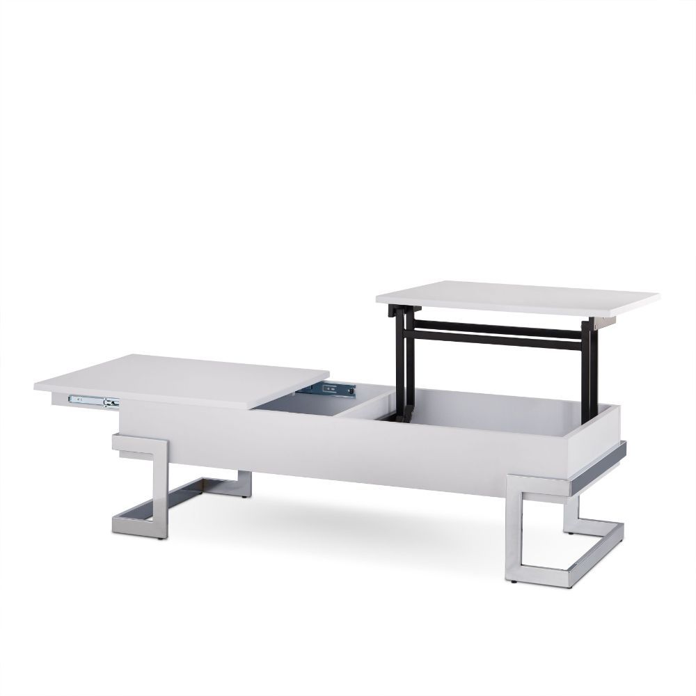 Mesa de centro blanca Calnan 81850 - Tapa elevable