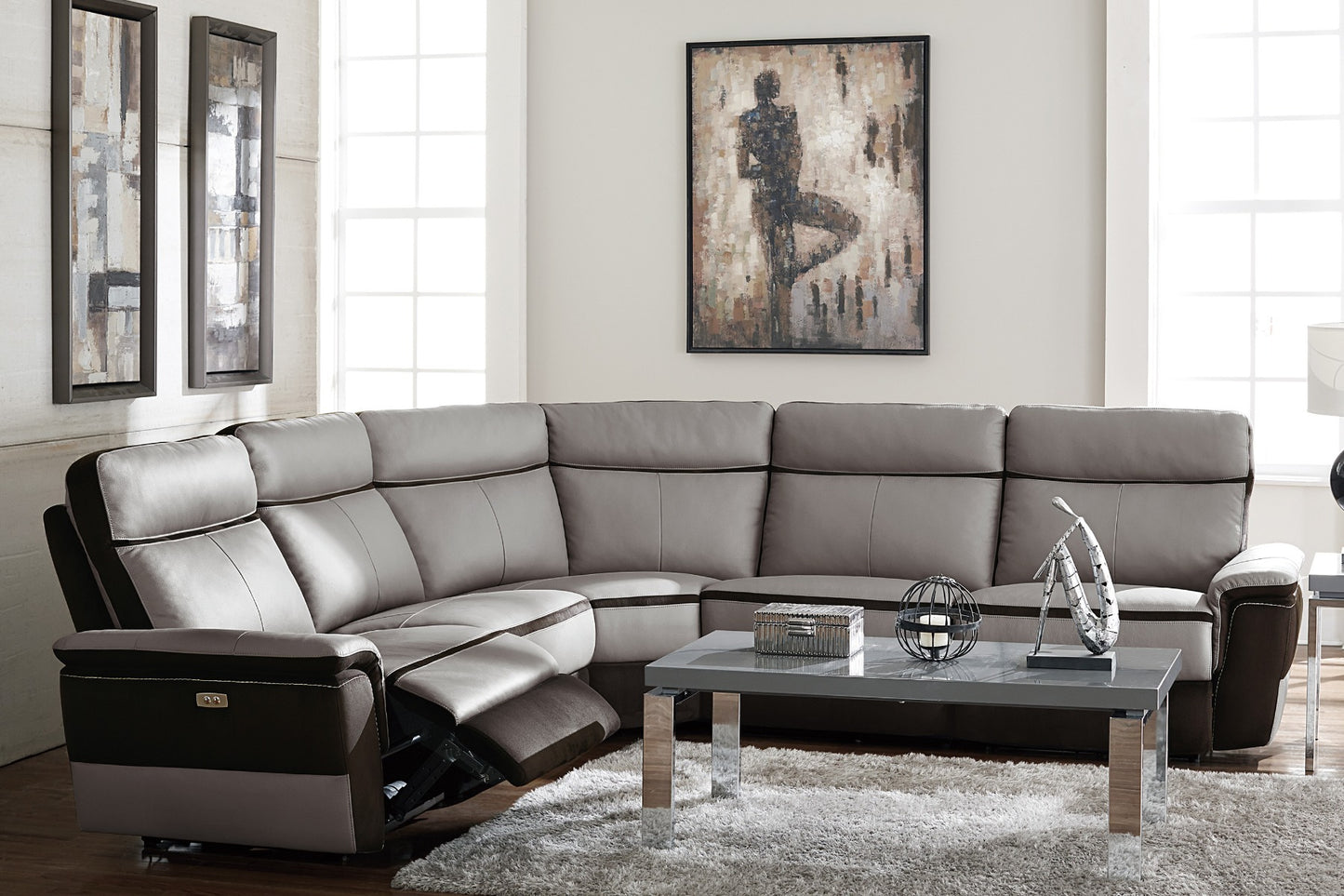 Laertes Power Modular Motion Sectional - Top Grain Leather