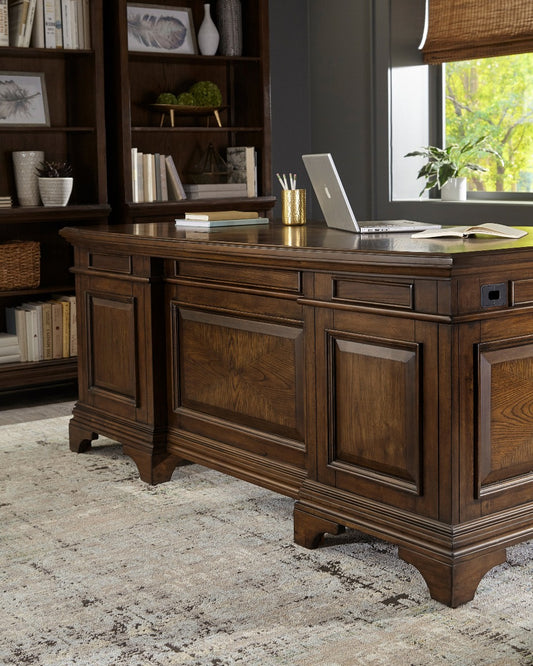 Hartshill Executive Desk by Coaster - Burnished Oak