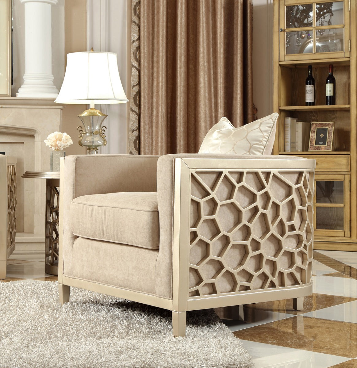 Homey Design HD-8911 Champagne Finish Living Room Sofa Collection