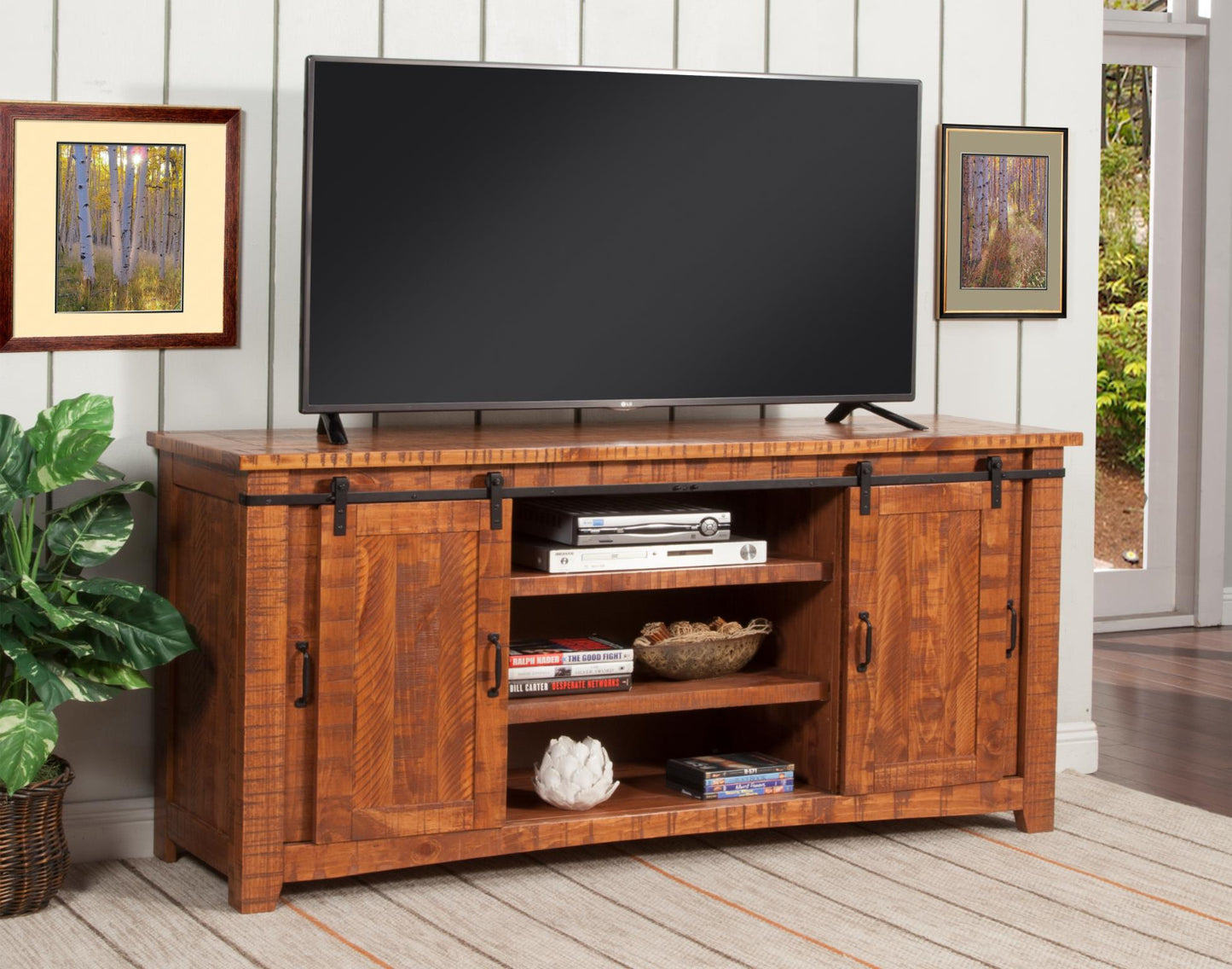 Omaha Rustic Entertainment Console - Honey Tobacco