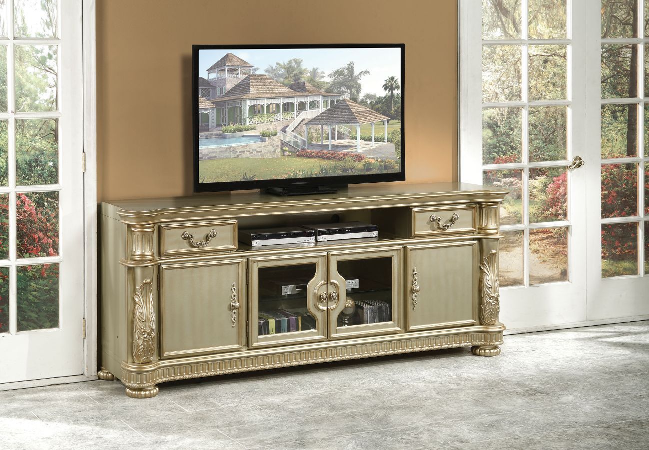 Acme 91310 Vendome II Entertainment Center - Gold Patina Finish