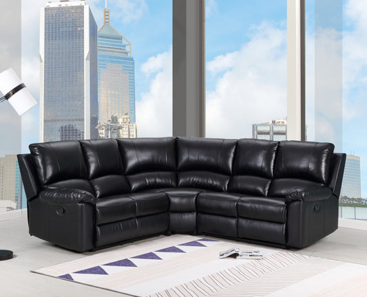 Melinda Power Motion Sectional - Black Leather Air