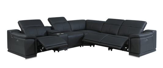 Global 9762 Genoa 6 Pc Power Sectional - Black