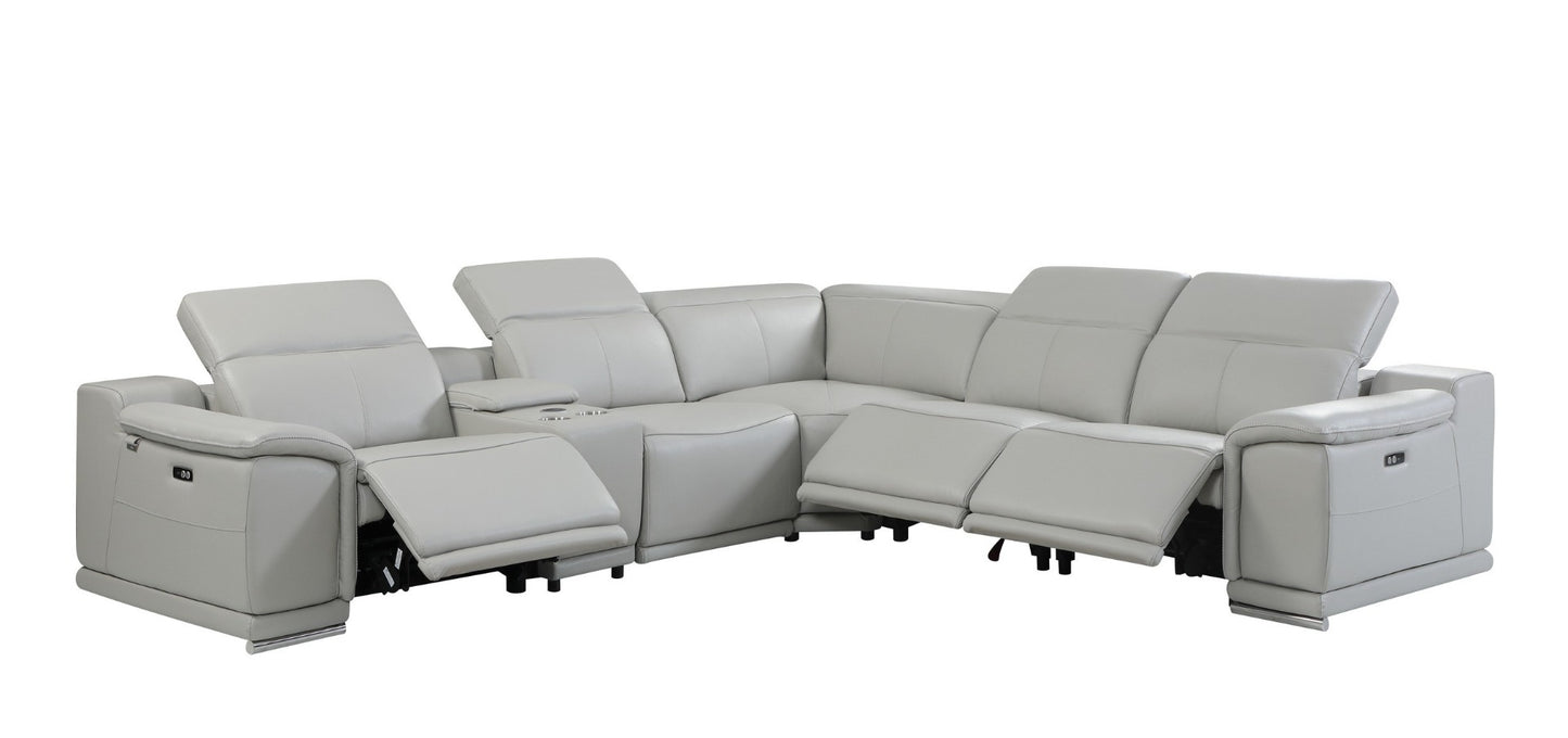 Global 9762 Genoa seccional eléctrico de 6 piezas - Gris claro