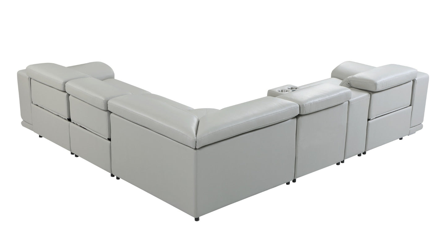 Global 9762 Genoa seccional eléctrico de 6 piezas - Gris claro